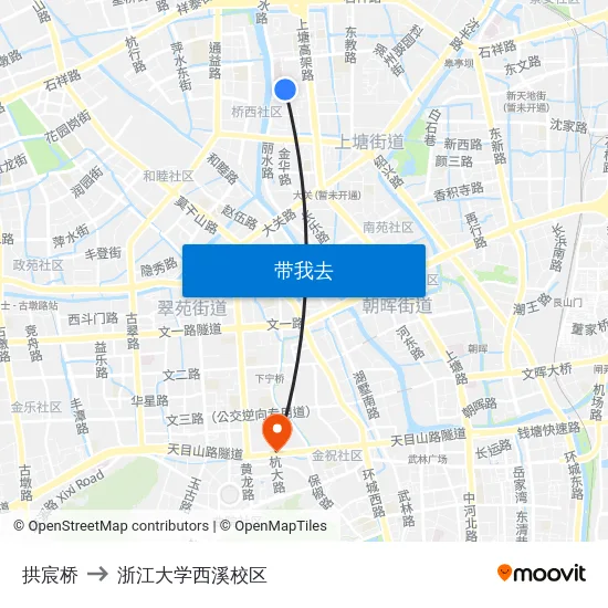 拱宸桥 to 浙江大学西溪校区 map