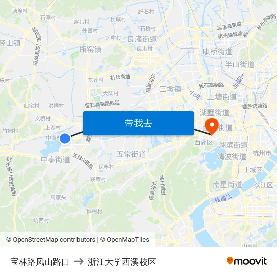 宝林路凤山路口 to 浙江大学西溪校区 map