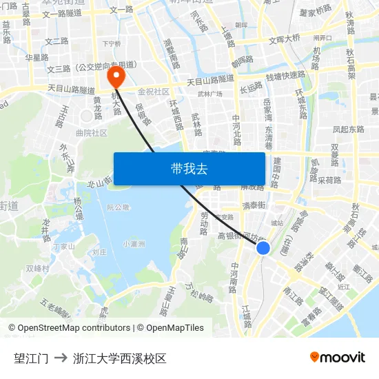 望江门 to 浙江大学西溪校区 map