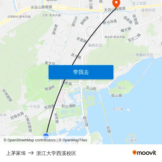 上茅家埠 to 浙江大学西溪校区 map