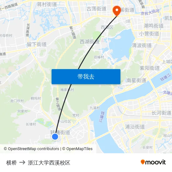横桥 to 浙江大学西溪校区 map
