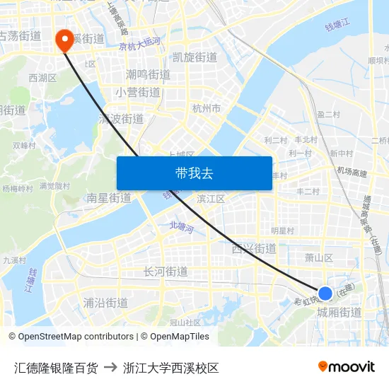 汇德隆银隆百货 to 浙江大学西溪校区 map