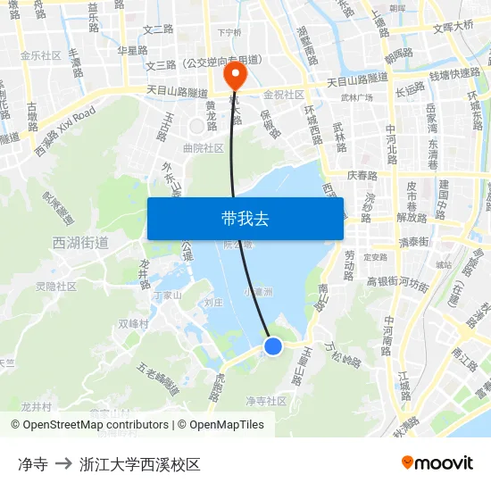 净寺 to 浙江大学西溪校区 map