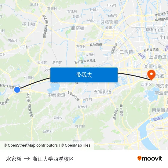 水家桥 to 浙江大学西溪校区 map