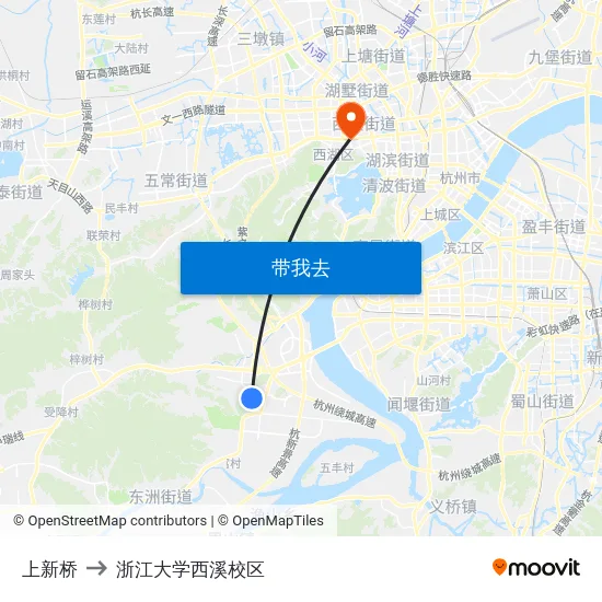 上新桥 to 浙江大学西溪校区 map