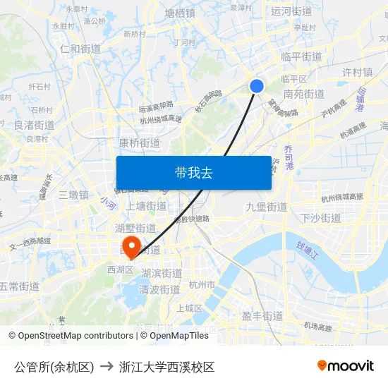 公管所(余杭区) to 浙江大学西溪校区 map