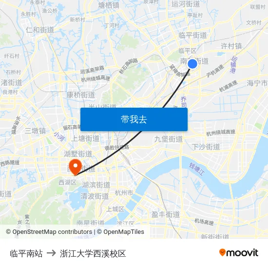 临平南站 to 浙江大学西溪校区 map