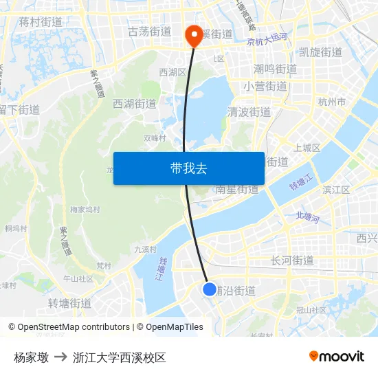 杨家墩 to 浙江大学西溪校区 map
