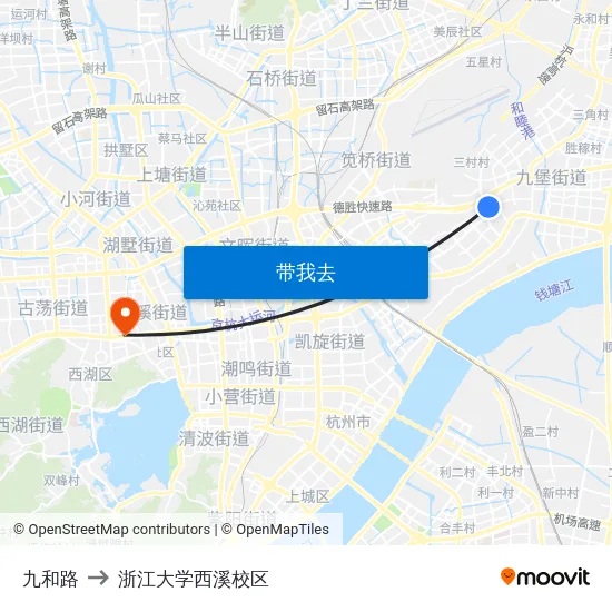 九和路 to 浙江大学西溪校区 map