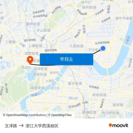 文泽路 to 浙江大学西溪校区 map