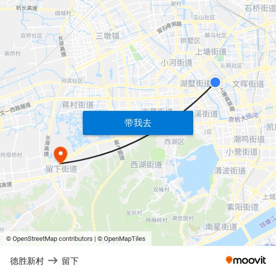 德胜新村 to 留下 map