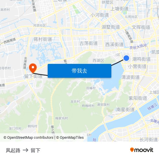 凤起路 to 留下 map