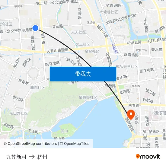 九莲新村 to 杭州 map
