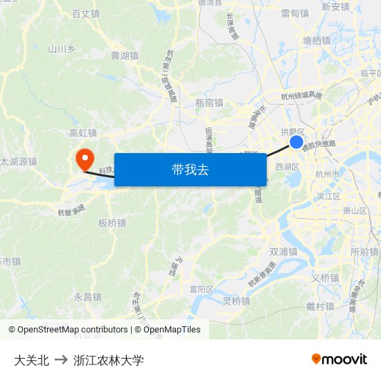 大关北 to 浙江农林大学 map