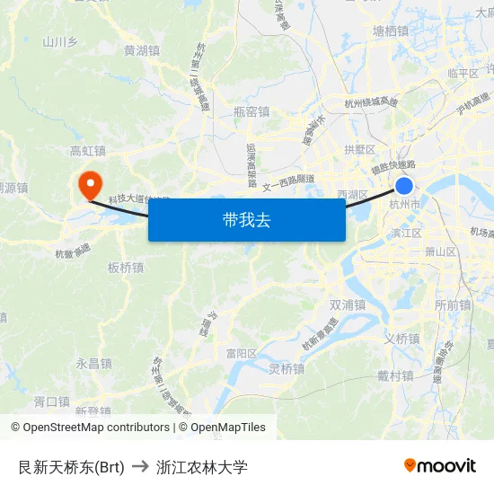 艮新天桥东(Brt) to 浙江农林大学 map