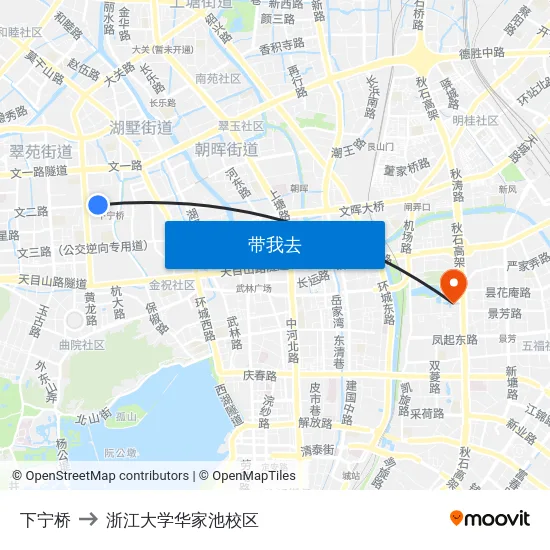 下宁桥 to 浙江大学华家池校区 map