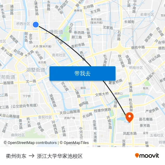 衢州街东 to 浙江大学华家池校区 map