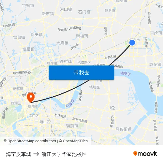 海宁皮革城 to 浙江大学华家池校区 map