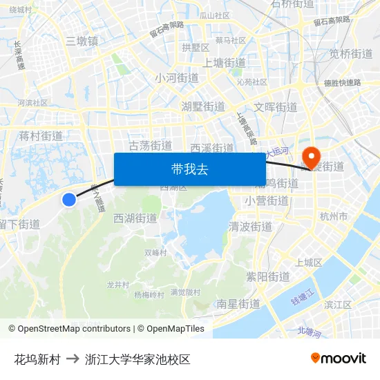 花坞新村 to 浙江大学华家池校区 map