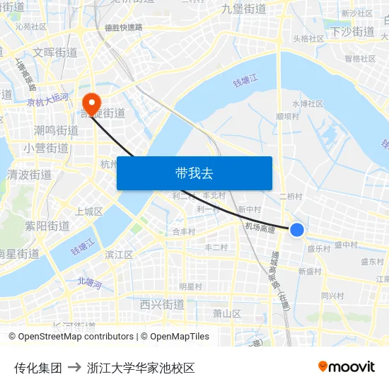 传化集团 to 浙江大学华家池校区 map