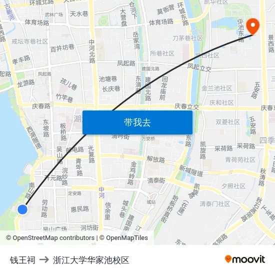 钱王祠 to 浙江大学华家池校区 map