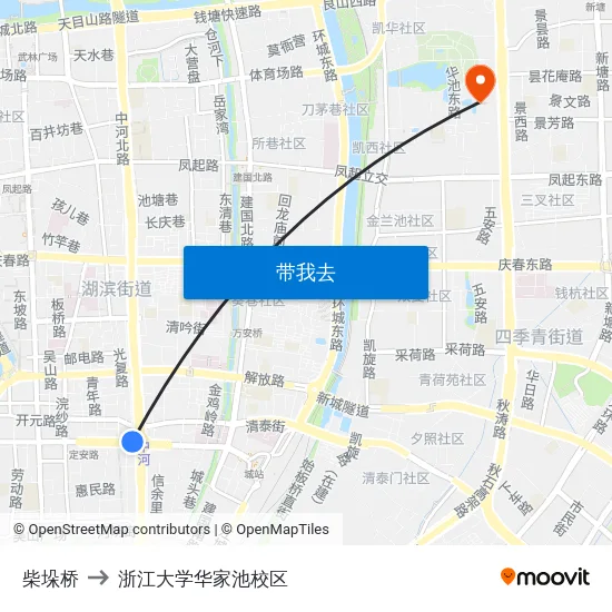 柴垛桥 to 浙江大学华家池校区 map