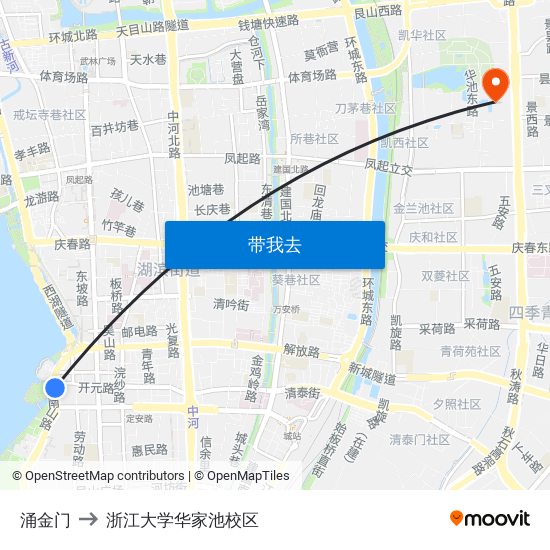 涌金门 to 浙江大学华家池校区 map