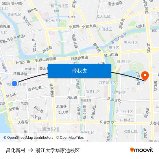 昌化新村 to 浙江大学华家池校区 map