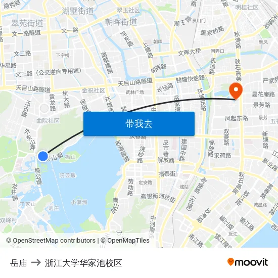 岳庙 to 浙江大学华家池校区 map