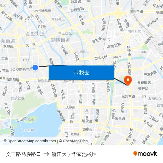 文三路马塍路口 to 浙江大学华家池校区 map