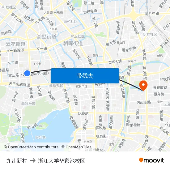 九莲新村 to 浙江大学华家池校区 map