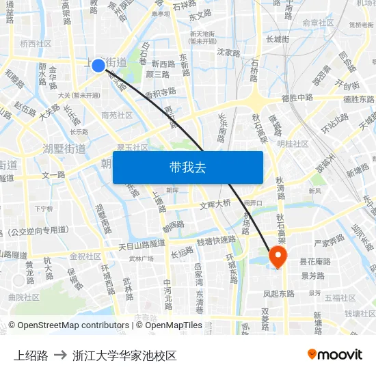 上绍路 to 浙江大学华家池校区 map