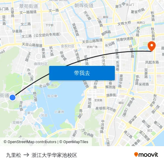 九里松 to 浙江大学华家池校区 map