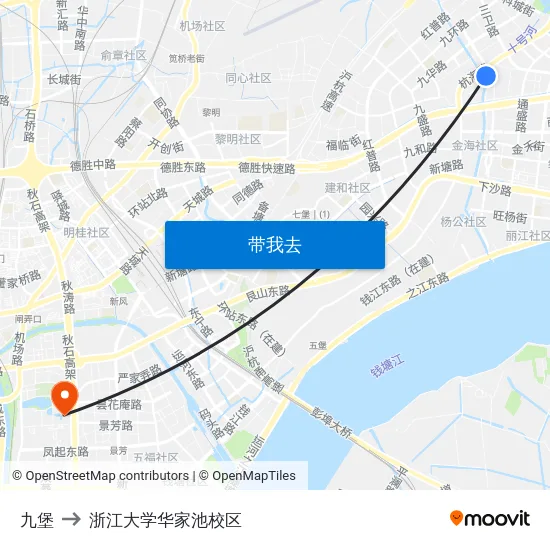 九堡 to 浙江大学华家池校区 map