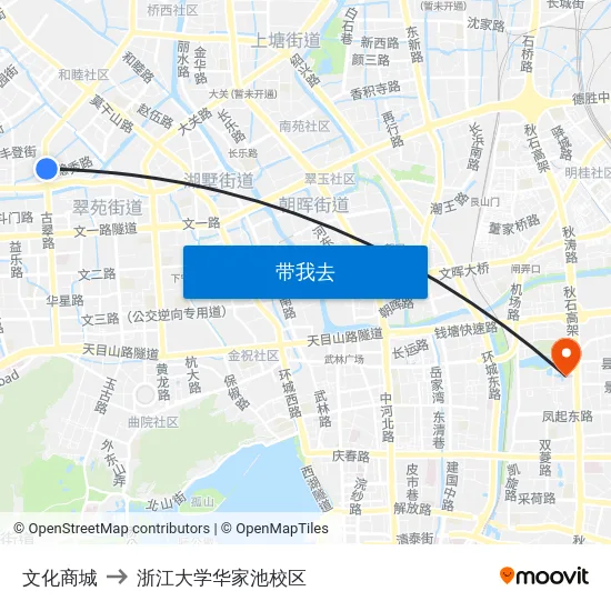 文化商城 to 浙江大学华家池校区 map