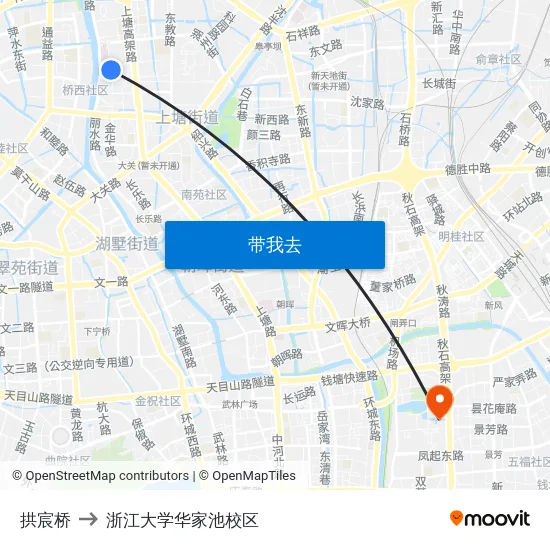 拱宸桥 to 浙江大学华家池校区 map