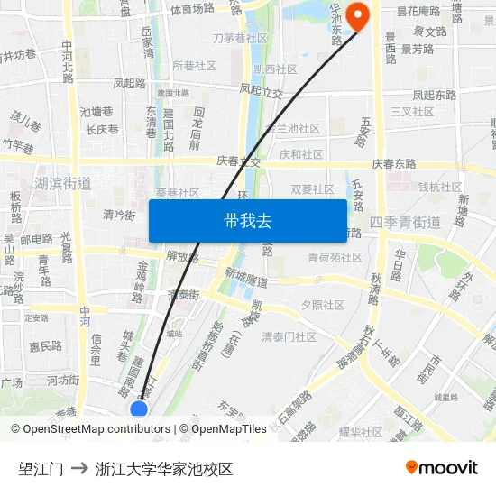 望江门 to 浙江大学华家池校区 map