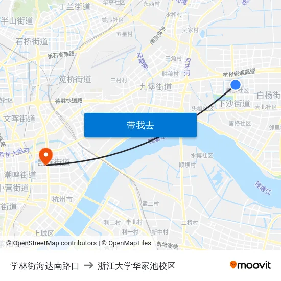 学林街海达南路口 to 浙江大学华家池校区 map