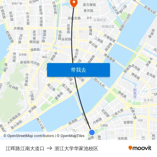 江晖路江南大道口 to 浙江大学华家池校区 map