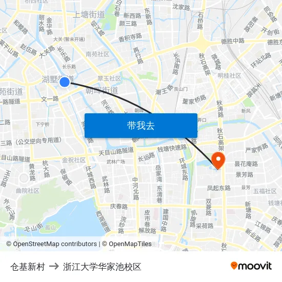 仓基新村 to 浙江大学华家池校区 map