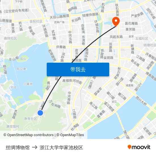 丝绸博物馆 to 浙江大学华家池校区 map