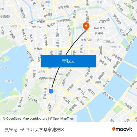 抚宁巷 to 浙江大学华家池校区 map