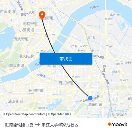 汇德隆银隆百货 to 浙江大学华家池校区 map
