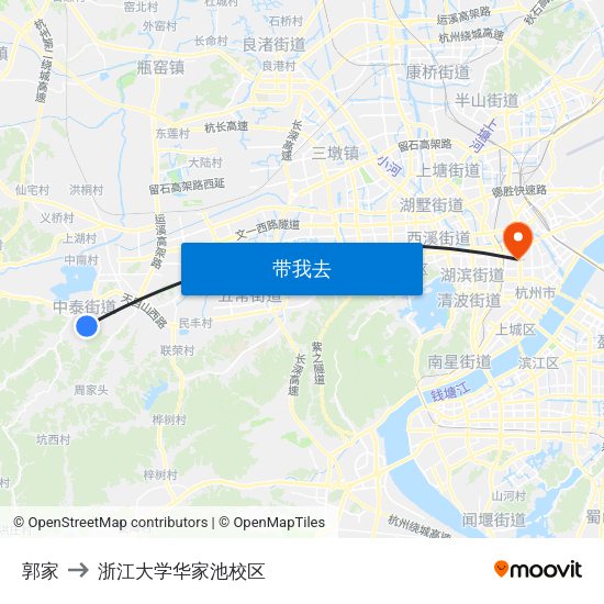 郭家 to 浙江大学华家池校区 map