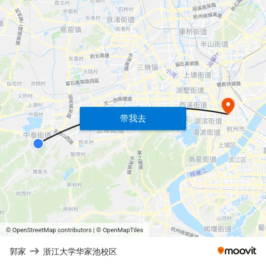 郭家 to 浙江大学华家池校区 map