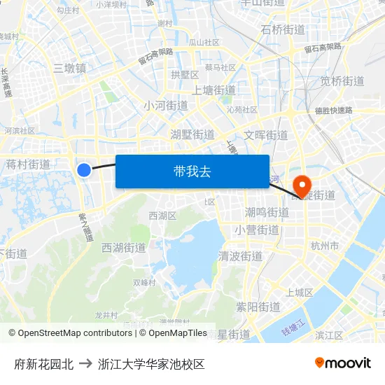 府新花园北 to 浙江大学华家池校区 map