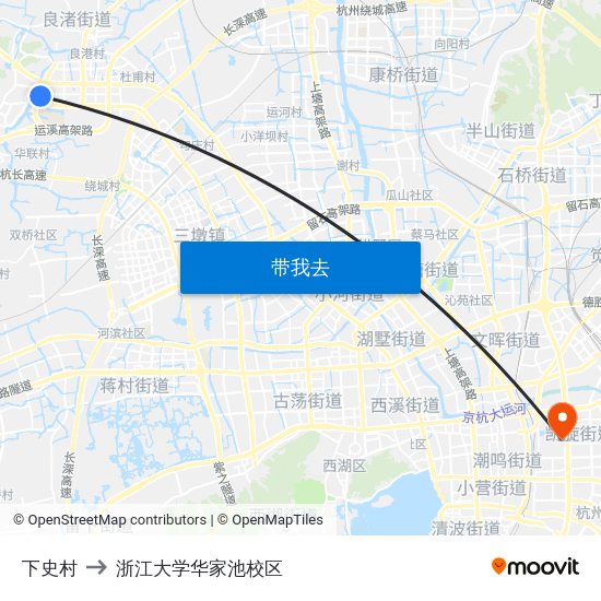 下史村 to 浙江大学华家池校区 map