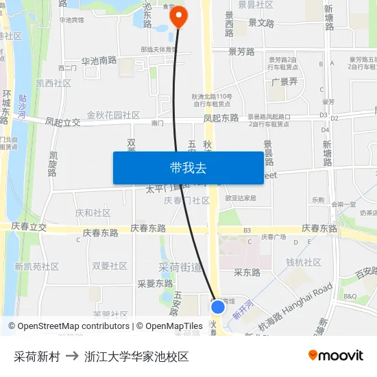 采荷新村 to 浙江大学华家池校区 map