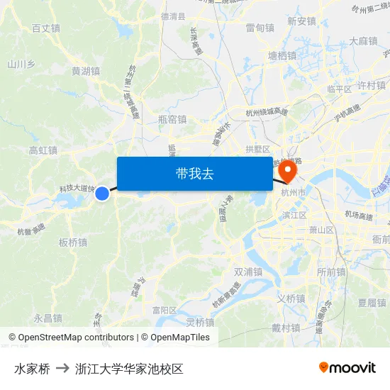 水家桥 to 浙江大学华家池校区 map