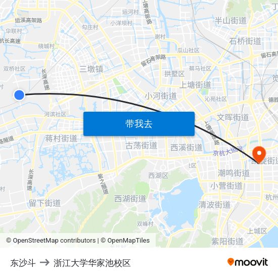 东沙斗 to 浙江大学华家池校区 map
